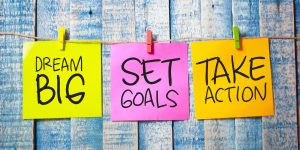 Dream Big Set Goals Take Action Words Letter. Motivational Busin